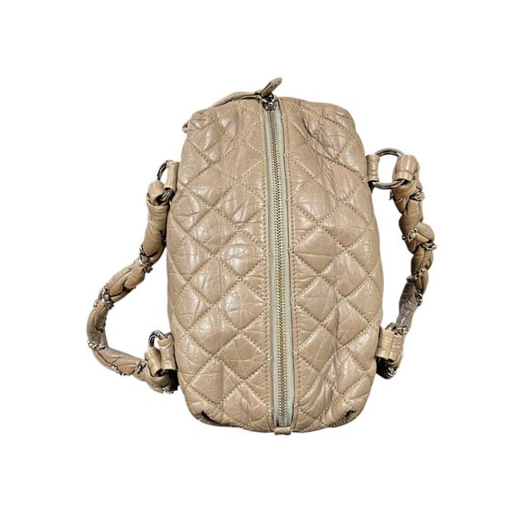 CHANEL Lady Braid Taupe Tan Chain Bowler Bag Quilted Boston Leather CC Auth - Picture 7 of 16
